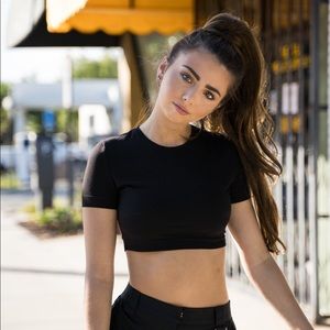 A black cropped t shirt